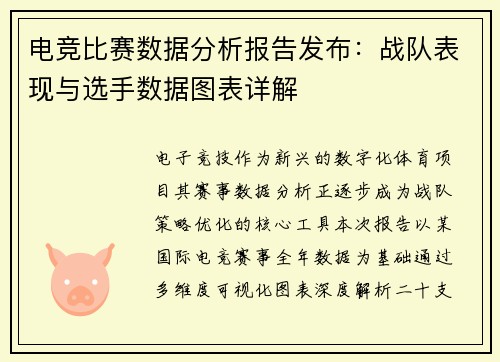 电竞比赛数据分析报告发布：战队表现与选手数据图表详解